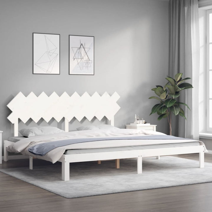 sengeramme uden madras 200x200 cm massivt fyrretræ hvid