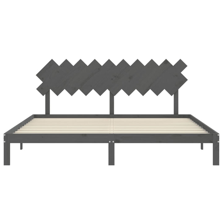 sengeramme med sengegavl 200x200 cm massivt træ grå