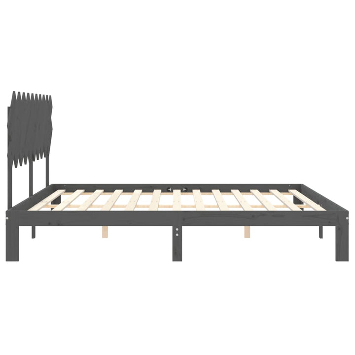 sengeramme med sengegavl 200x200 cm massivt træ grå