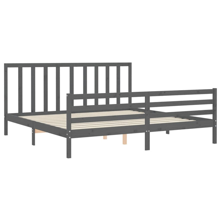 sengeramme med sengegavl 200x200 cm massivt træ grå