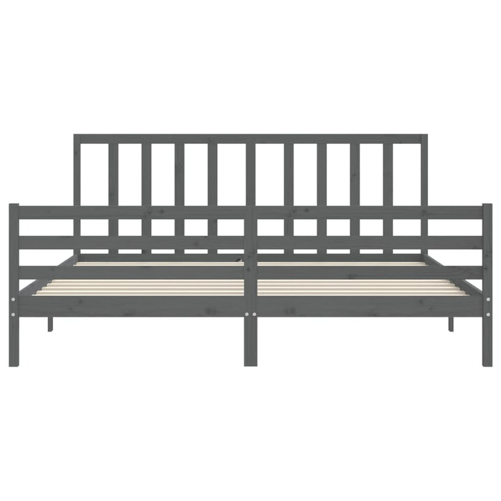 sengeramme med sengegavl 200x200 cm massivt træ grå