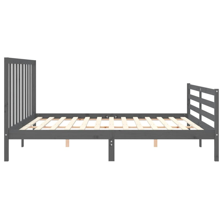 sengeramme med sengegavl 200x200 cm massivt træ grå