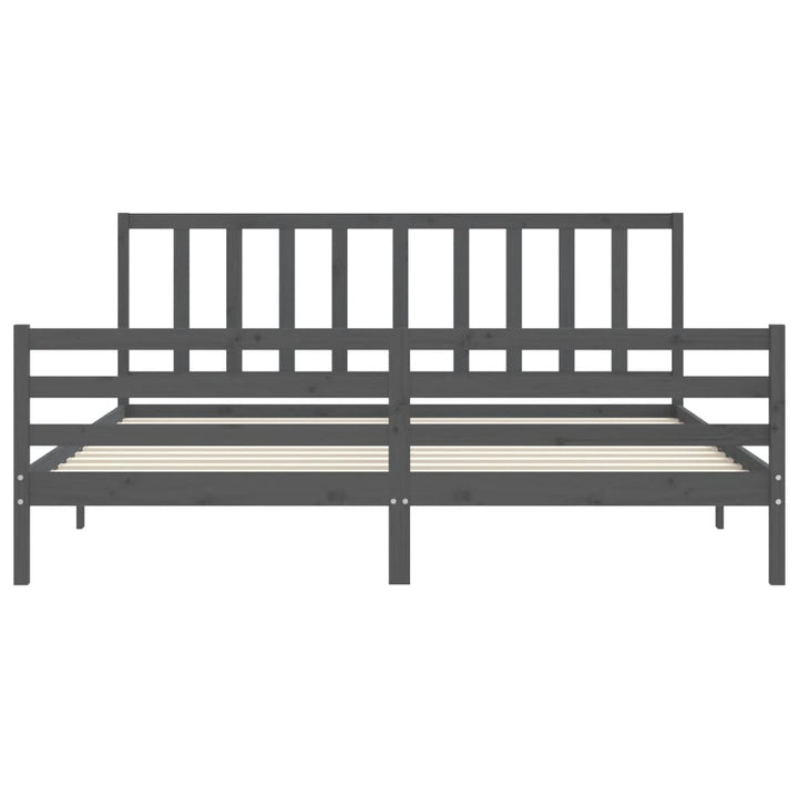 sengeramme med sengegavl 200x200 cm massivt træ grå
