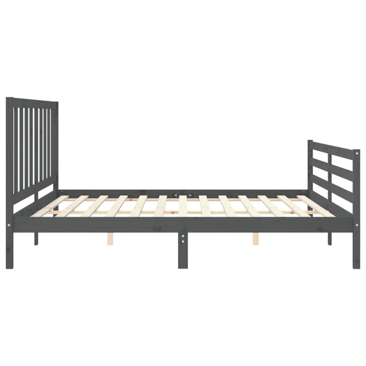 sengeramme med sengegavl 200x200 cm massivt træ grå