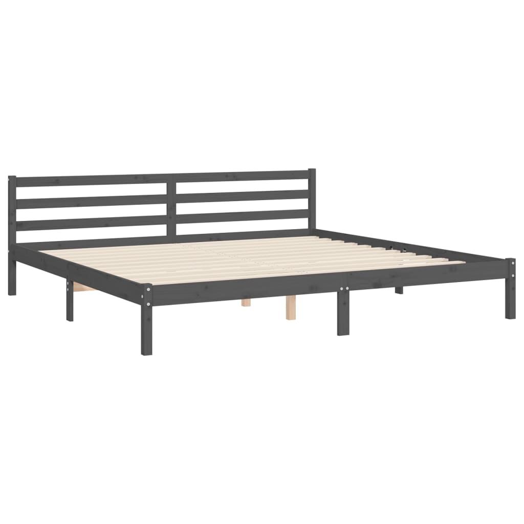 sengeramme med sengegavl 200x200 cm massivt træ grå