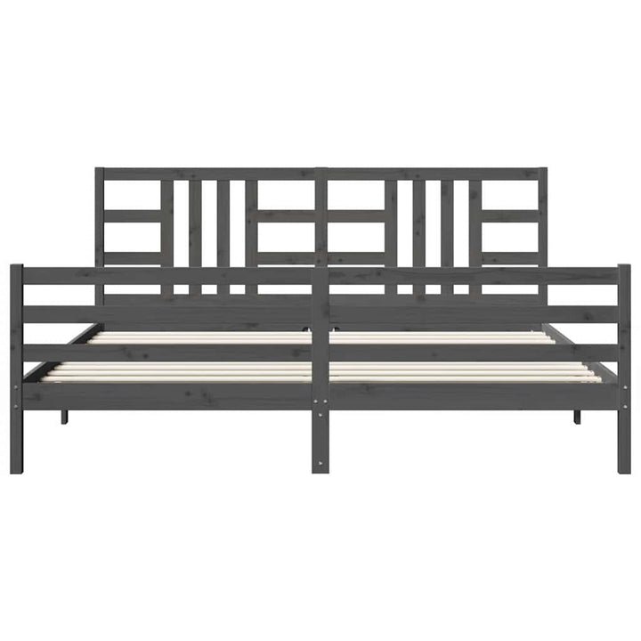 sengeramme med sengegavl 200x200 cm massivt træ grå