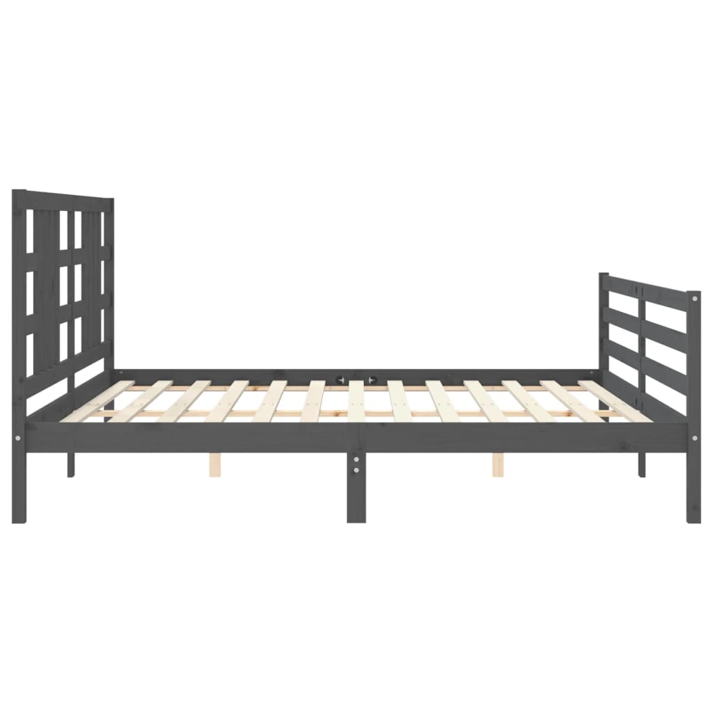 sengeramme med sengegavl 200x200 cm massivt træ grå