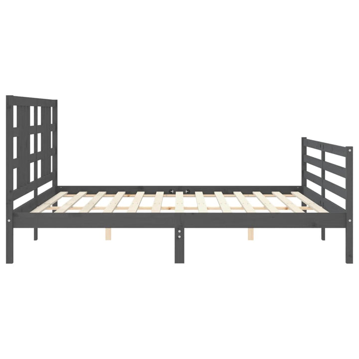 sengeramme med sengegavl 200x200 cm massivt træ grå