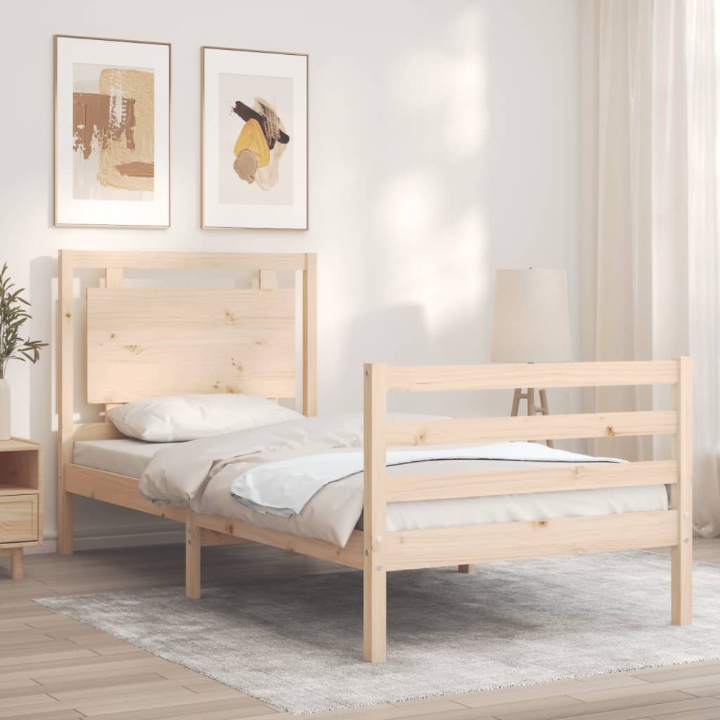 sengeramme med sengegavl 100x200 cm massivt træ