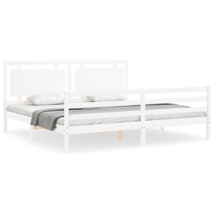 sengeramme med sengegavl 200x200 cm massivt træ hvid