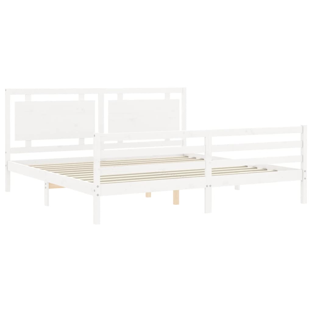 sengeramme med sengegavl 200x200 cm massivt træ hvid