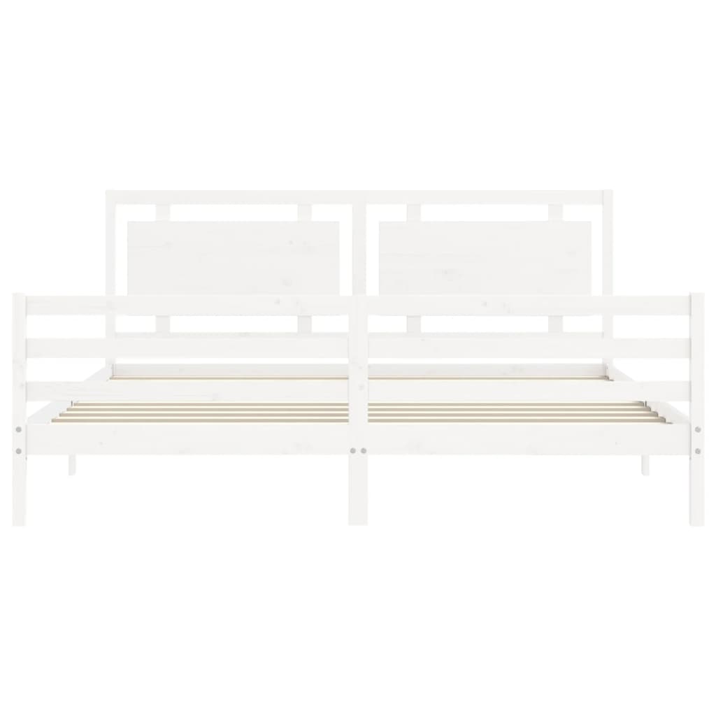 sengeramme med sengegavl 200x200 cm massivt træ hvid