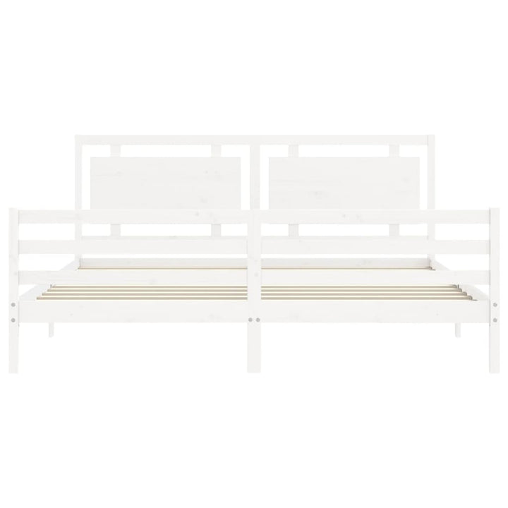 sengeramme med sengegavl 200x200 cm massivt træ hvid