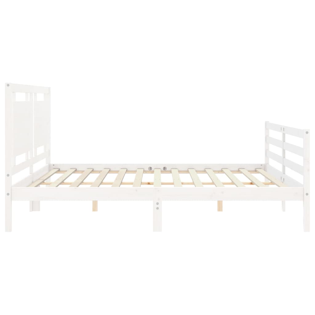 sengeramme med sengegavl 200x200 cm massivt træ hvid
