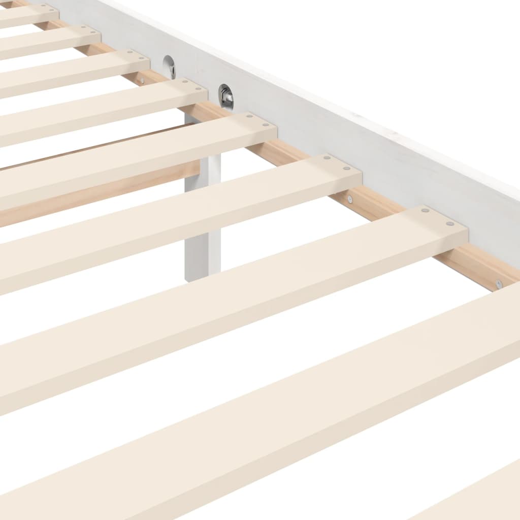 sengeramme med sengegavl 200x200 cm massivt træ hvid
