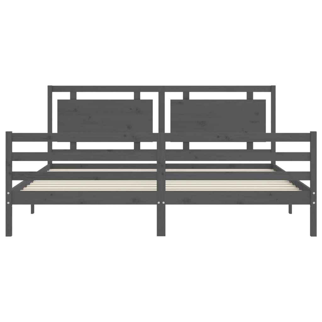 sengeramme med sengegavl 200x200 cm massivt træ grå