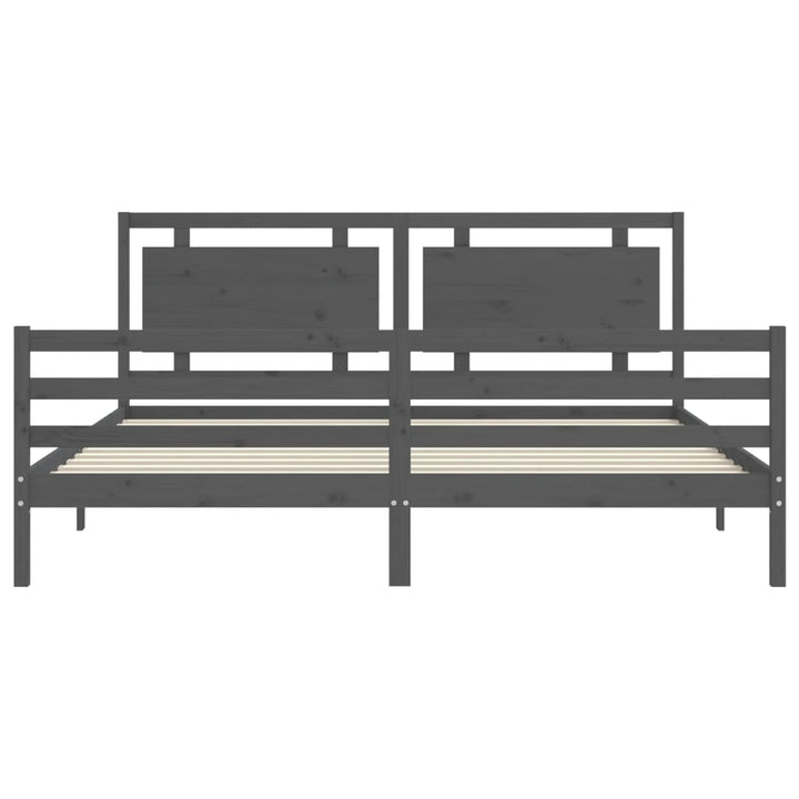 sengeramme med sengegavl 200x200 cm massivt træ grå