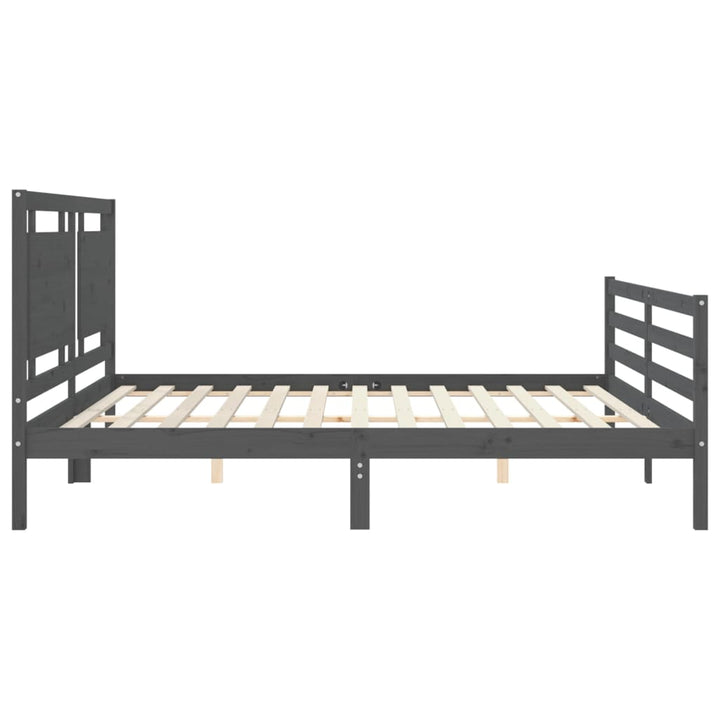 sengeramme med sengegavl 200x200 cm massivt træ grå