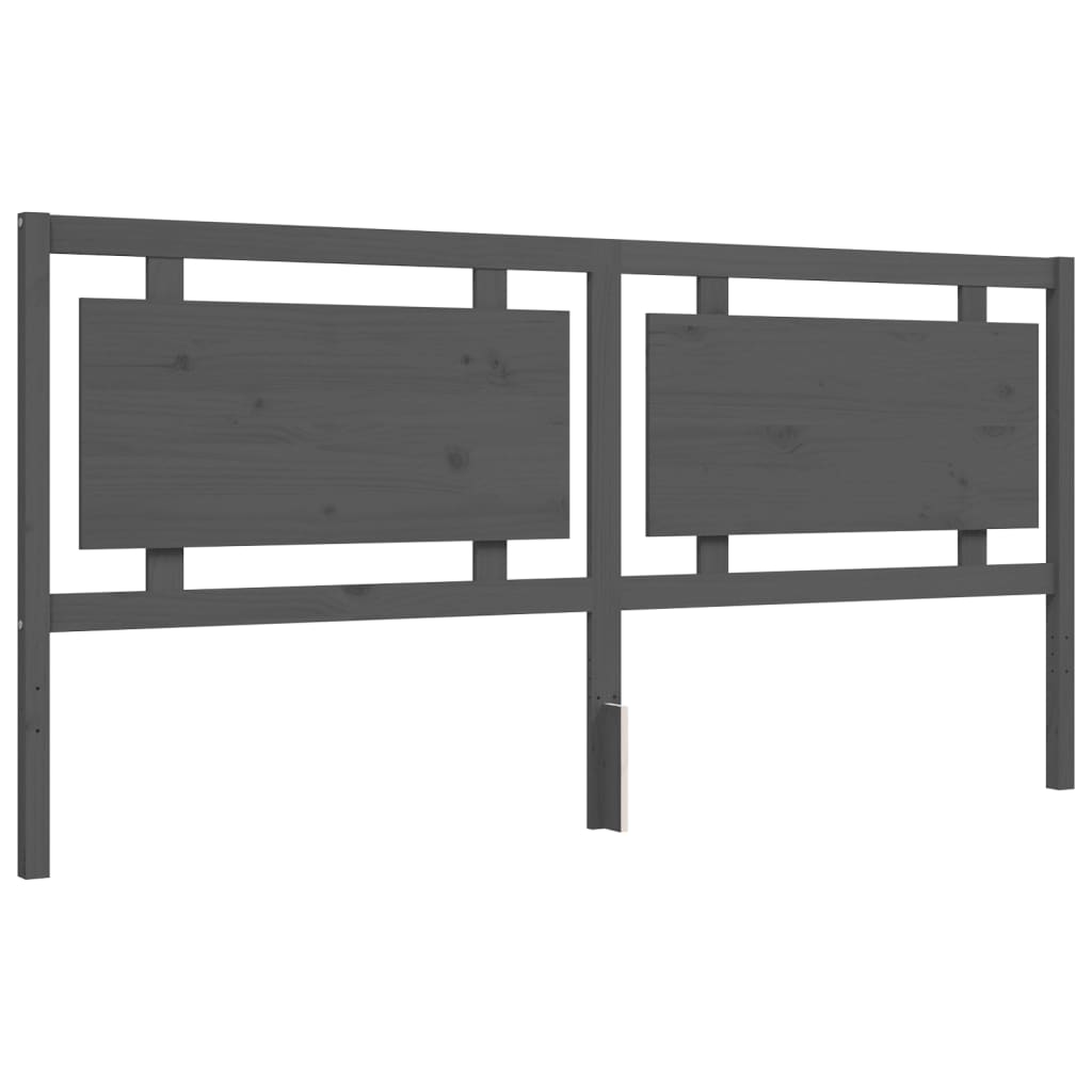 sengeramme med sengegavl 200x200 cm massivt træ grå