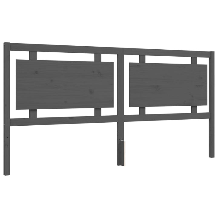 sengeramme med sengegavl 200x200 cm massivt træ grå