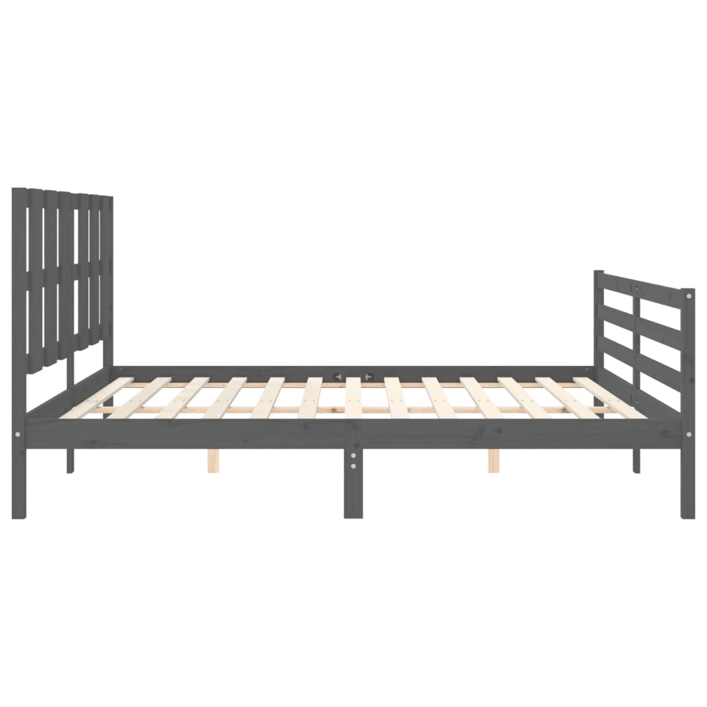 sengeramme med sengegavl 200x200 cm massivt træ grå