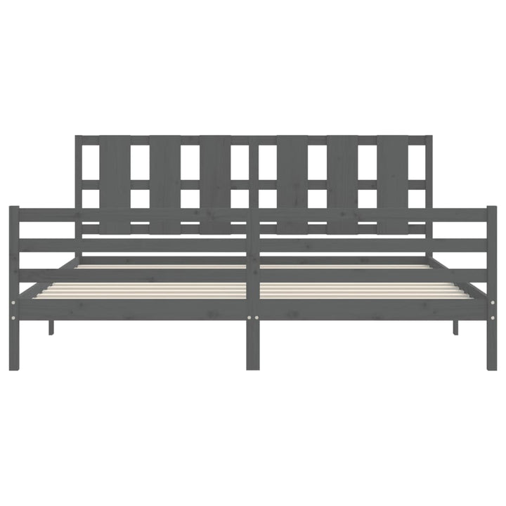 sengeramme med sengegavl 200x200 cm massivt træ grå