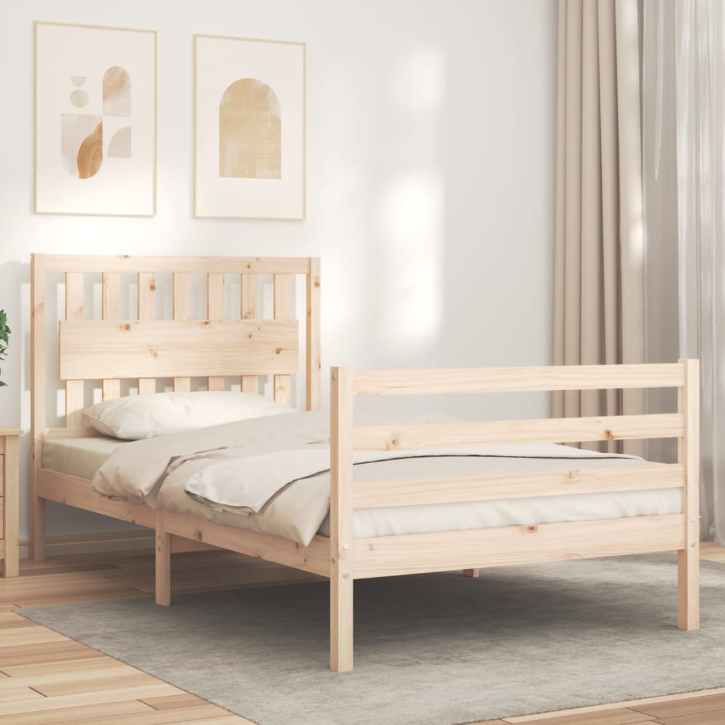sengeramme med sengegavl 100x200 cm massivt træ