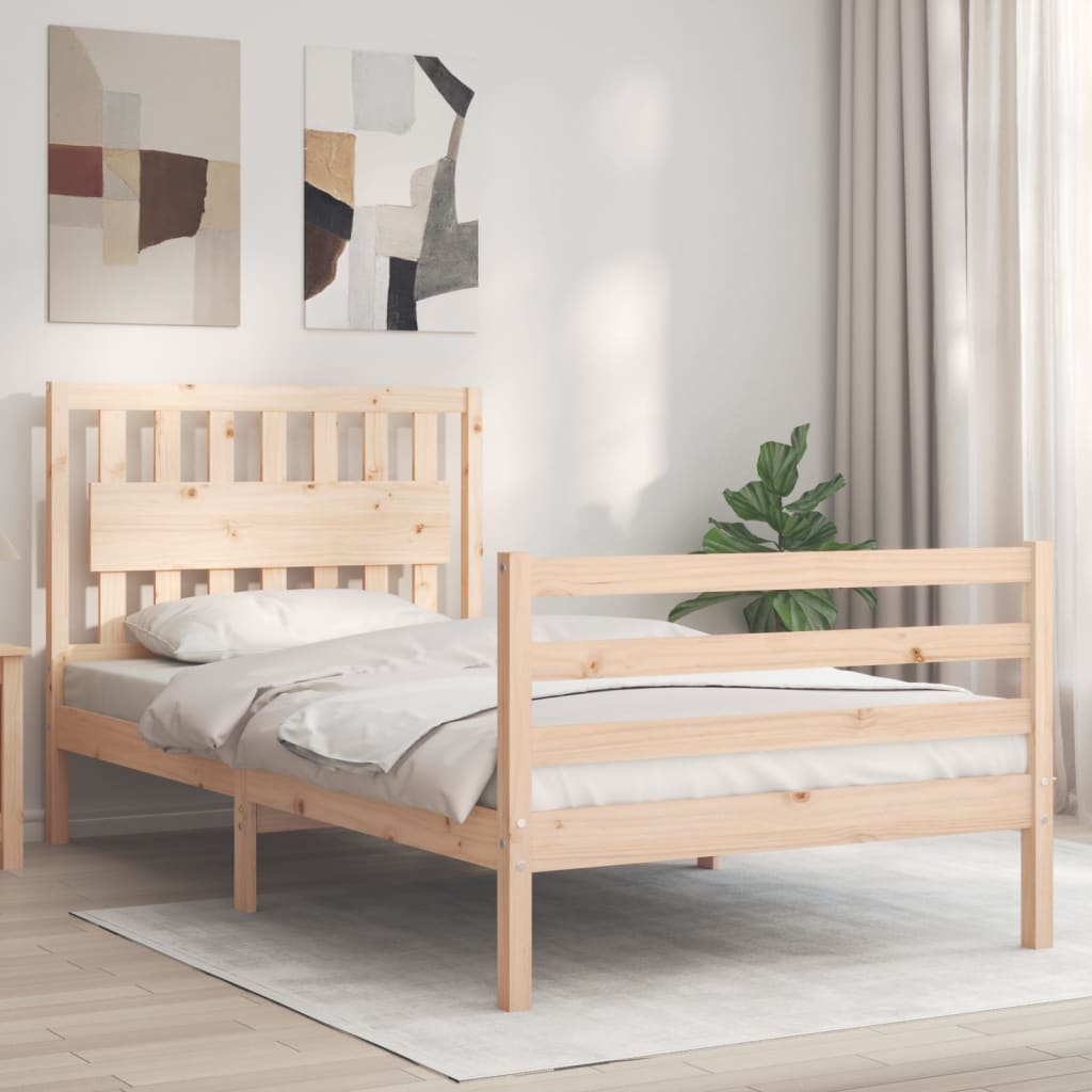 sengeramme med sengegavl 100x200 cm massivt træ