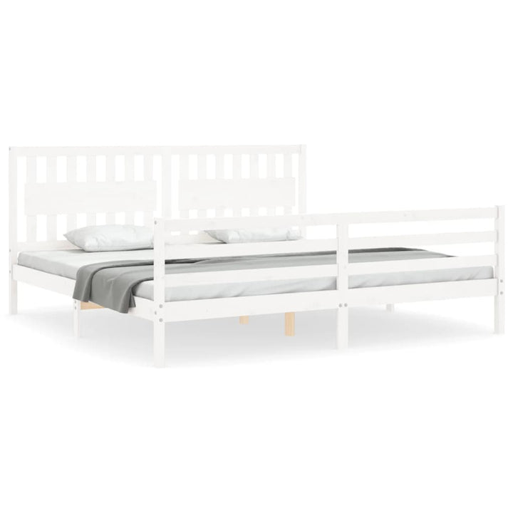 sengeramme med sengegavl 200x200 cm massivt træ hvid