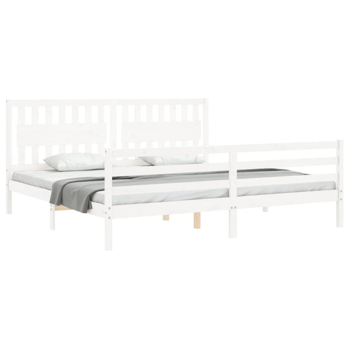 sengeramme med sengegavl 200x200 cm massivt træ hvid