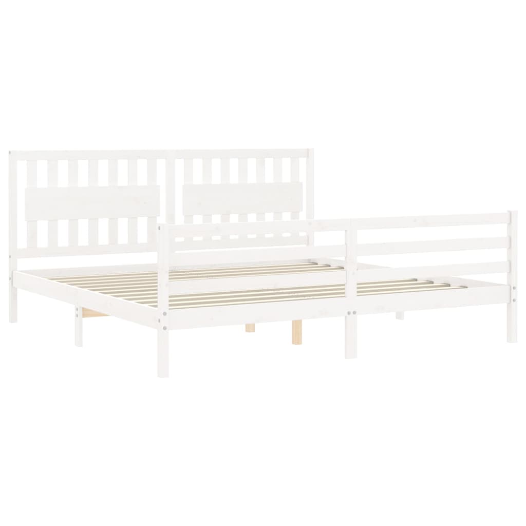 sengeramme med sengegavl 200x200 cm massivt træ hvid
