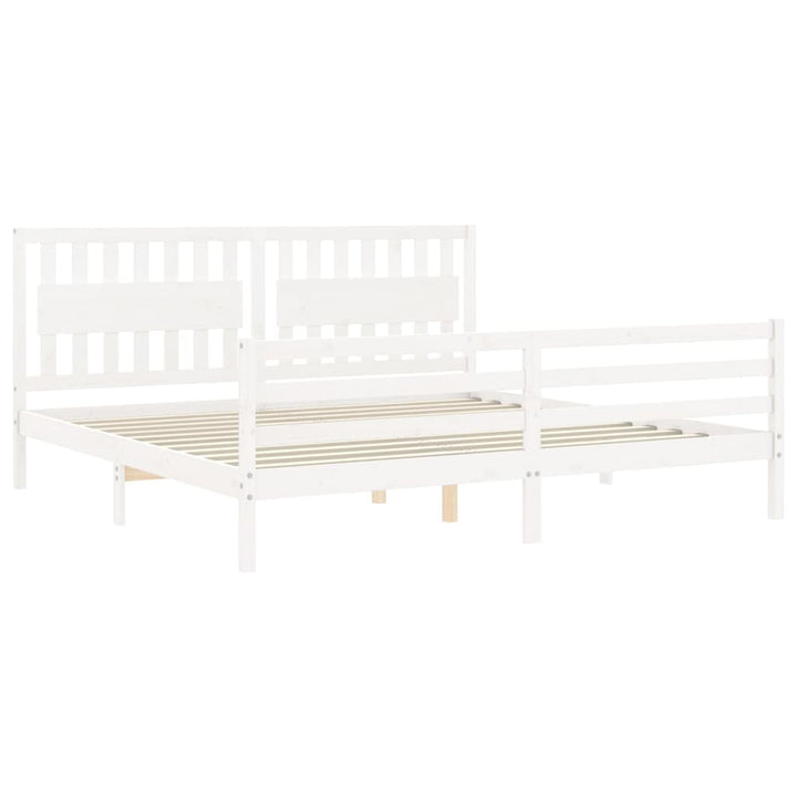 sengeramme med sengegavl 200x200 cm massivt træ hvid