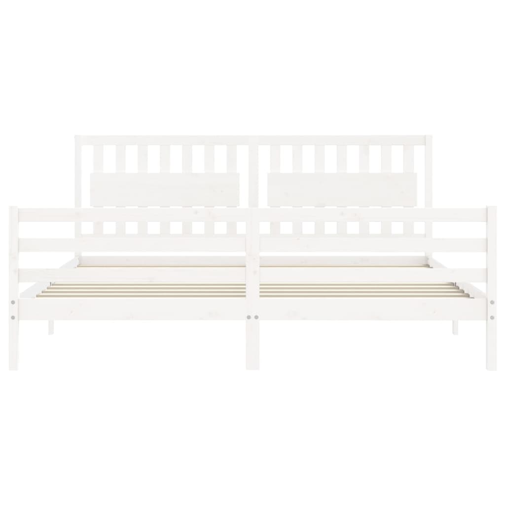 sengeramme med sengegavl 200x200 cm massivt træ hvid