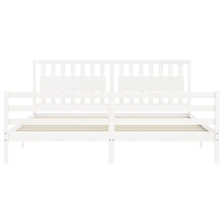 sengeramme med sengegavl 200x200 cm massivt træ hvid