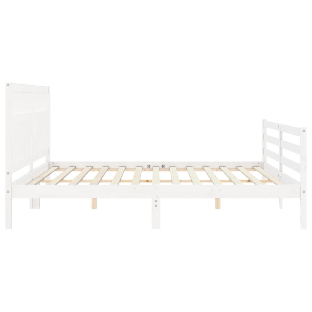 sengeramme med sengegavl 200x200 cm massivt træ hvid