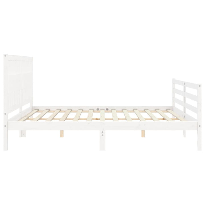 sengeramme med sengegavl 200x200 cm massivt træ hvid