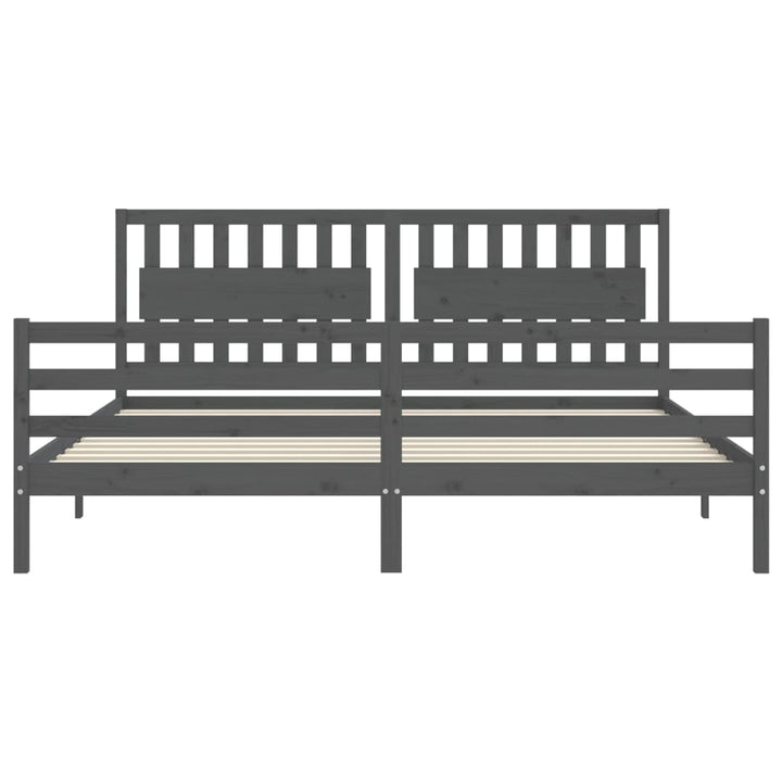 sengeramme med sengegavl 200x200 cm massivt træ grå