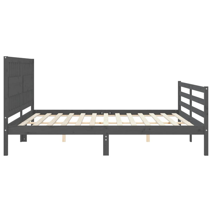 sengeramme med sengegavl 200x200 cm massivt træ grå