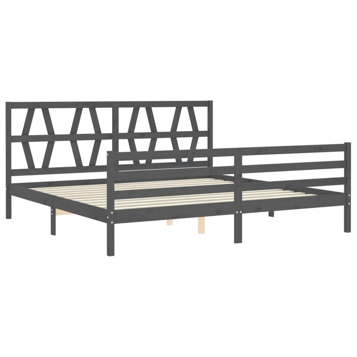 sengeramme med sengegavl 200x200 cm massivt træ grå