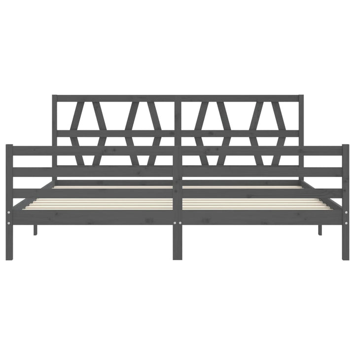 sengeramme med sengegavl 200x200 cm massivt træ grå