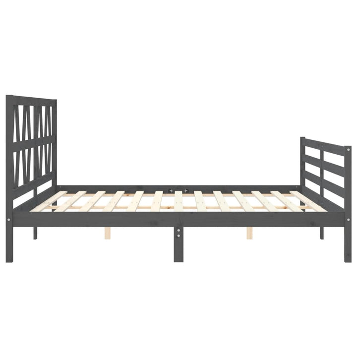 sengeramme med sengegavl 200x200 cm massivt træ grå