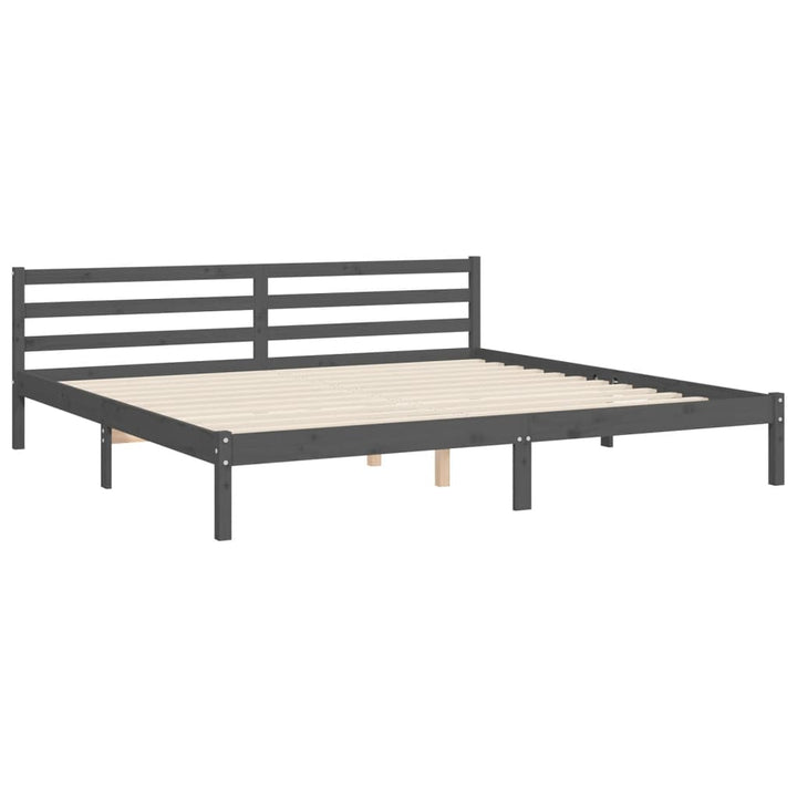 sengeramme med sengegavl 200x200 cm massivt træ grå