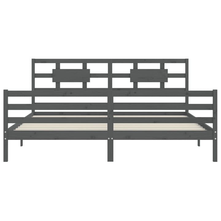 sengeramme med sengegavl 200x200 cm massivt træ grå