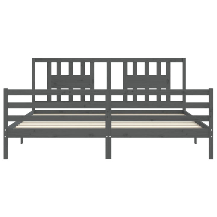 sengeramme med sengegavl 200x200 cm massivt træ grå