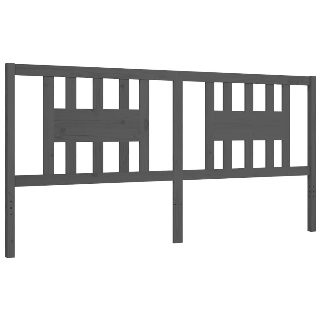 sengeramme med sengegavl 200x200 cm massivt træ grå