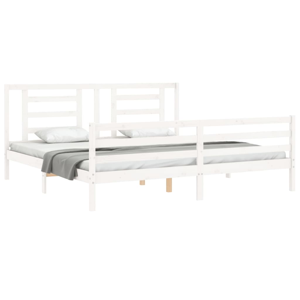 sengeramme med sengegavl 200x200 cm massivt træ hvid