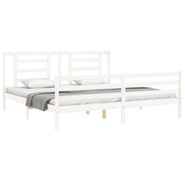 sengeramme med sengegavl 200x200 cm massivt træ hvid