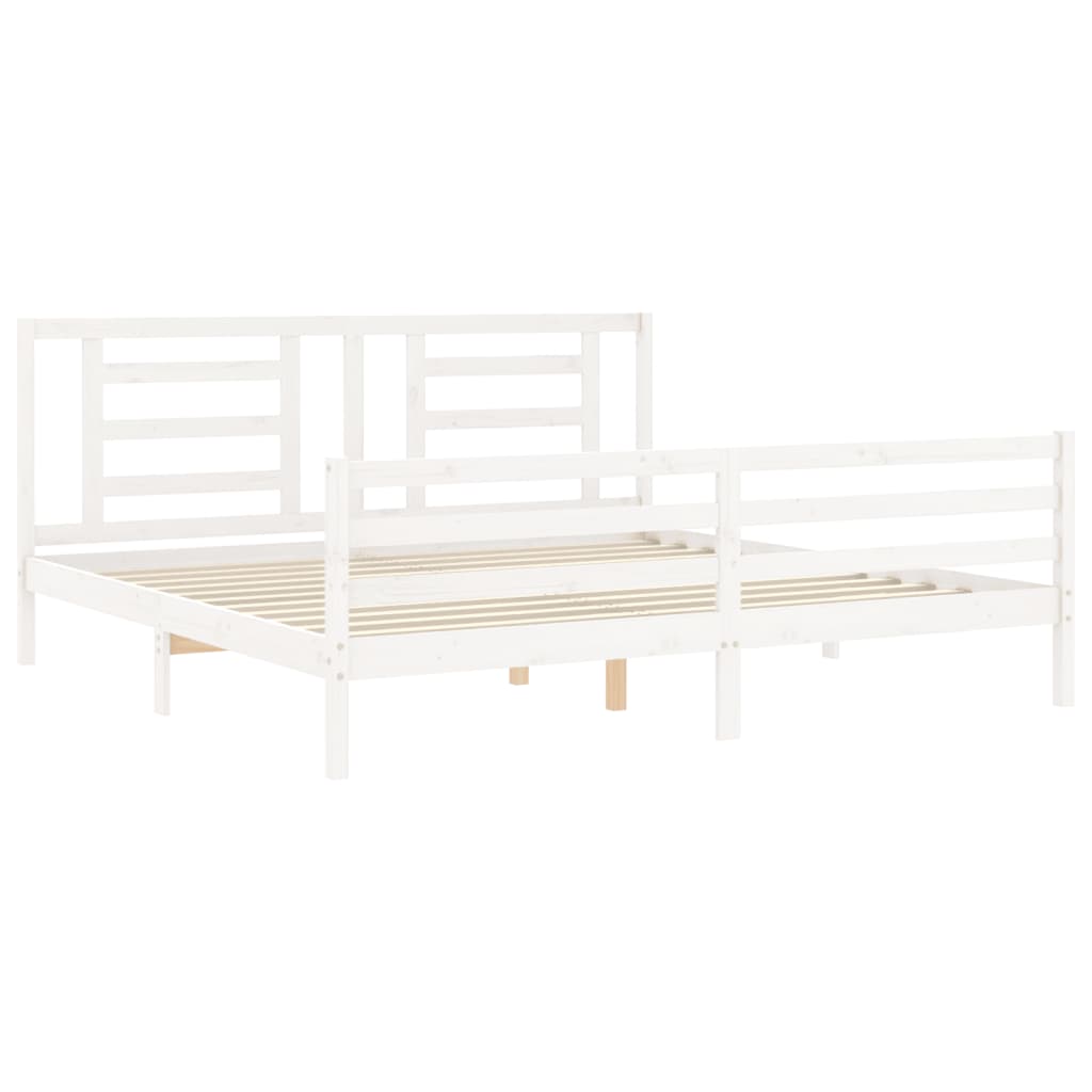 sengeramme med sengegavl 200x200 cm massivt træ hvid