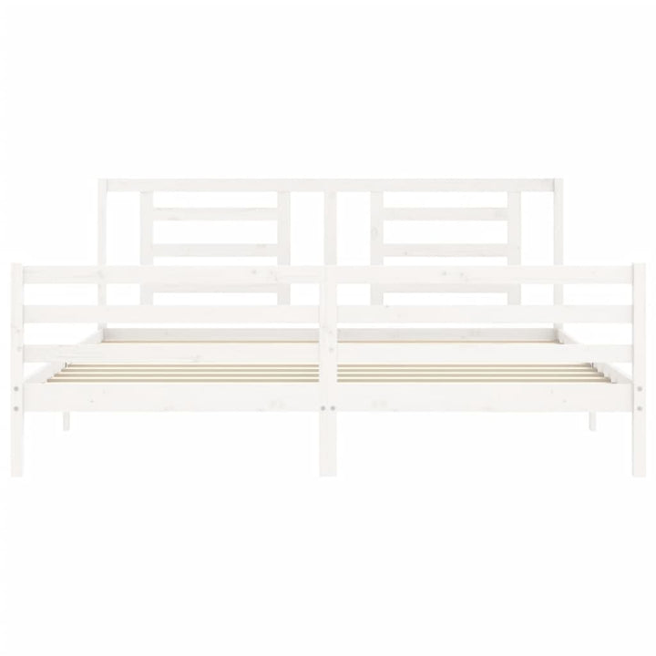 sengeramme med sengegavl 200x200 cm massivt træ hvid