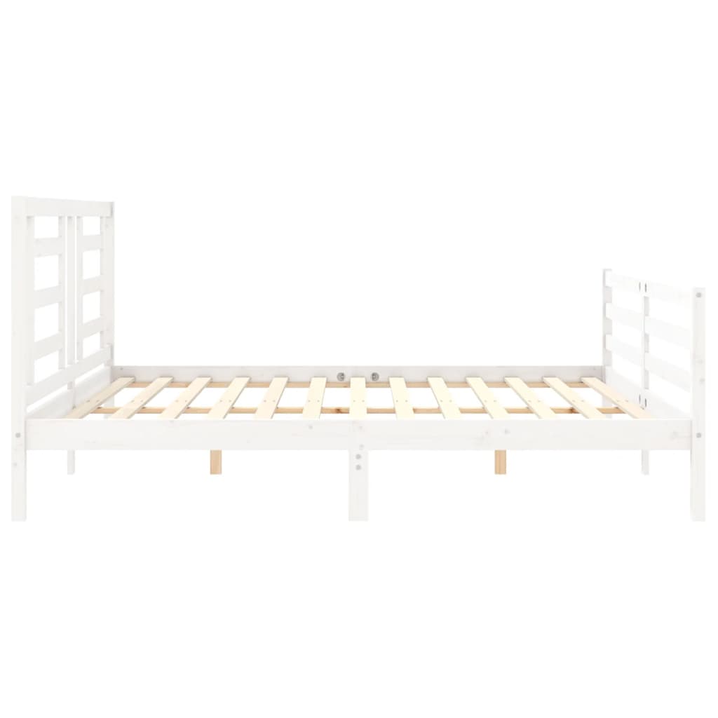 sengeramme med sengegavl 200x200 cm massivt træ hvid